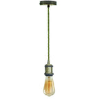 Vintage Brass E27 Pendant Light Fitting – 195cm Twisted Fabric Cable ~1226