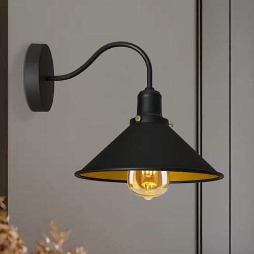 DC VOLTAGE Retro Swan Neck Wall Sconce | Yellow Brass Industrial Light ~1064