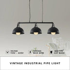 3 head industrial pendant light for kitchen island