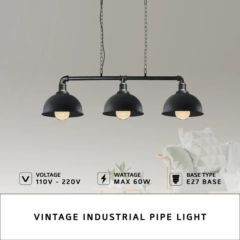 3 head industrial pendant light for kitchen island