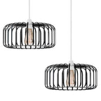 Modern Black Industrial Pendant Lamp Shades with Wire Cage Design
