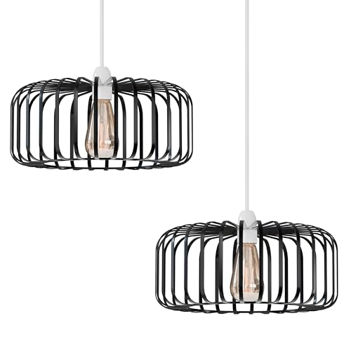 Modern Black Industrial Pendant Lamp Shades with Wire Cage Design
