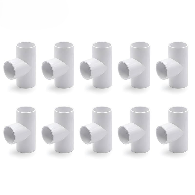 PVC tee joints for pipe connections 10 pack