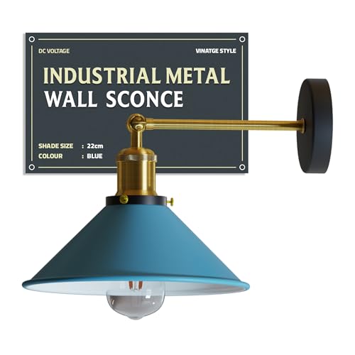 Industrial Metal Wall Sconce – Vintage Cone Shade E27 Fixture ~1063