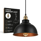 Vintage industrial pendant light with black metal shade