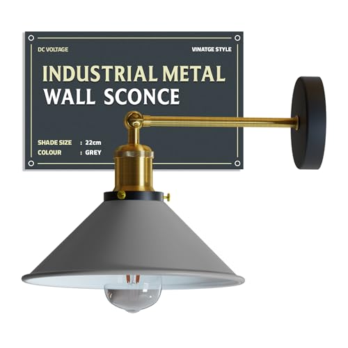 Industrial Metal Wall Sconce – Vintage Cone Shade E27 Fixture ~1063