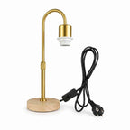 Wooden Base Table Lamp with Curved Arm E27 Inline Switch