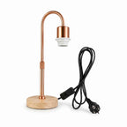 Wooden Base Table Lamp with Curved Arm E27 Inline Switch