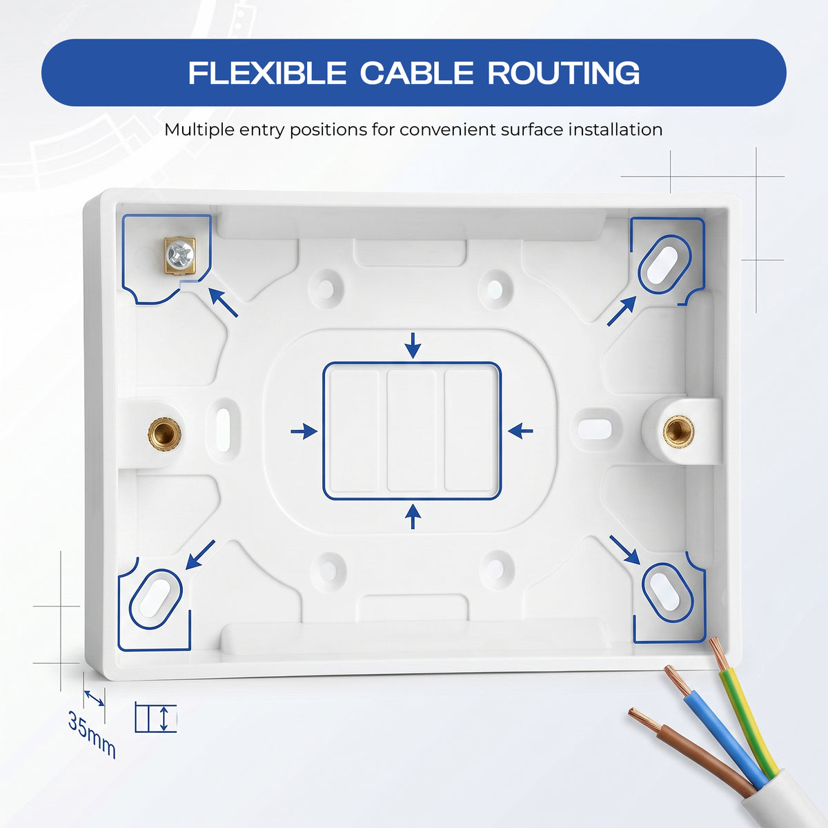 White Surface Mount Pattress Box 16mm ,25mm, 35mm~1254
