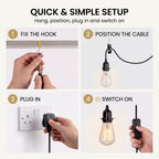 Plug In E27 Pendant Light Cord Set 4m or 4.5m Black or White