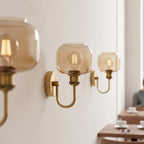 Arm Fitting Amber Glass Vintage Wall Sconce Light E27 ~1191