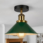 Industrial Semi Flush Ceiling Light – 22cm Cone Shade E27 ~1079