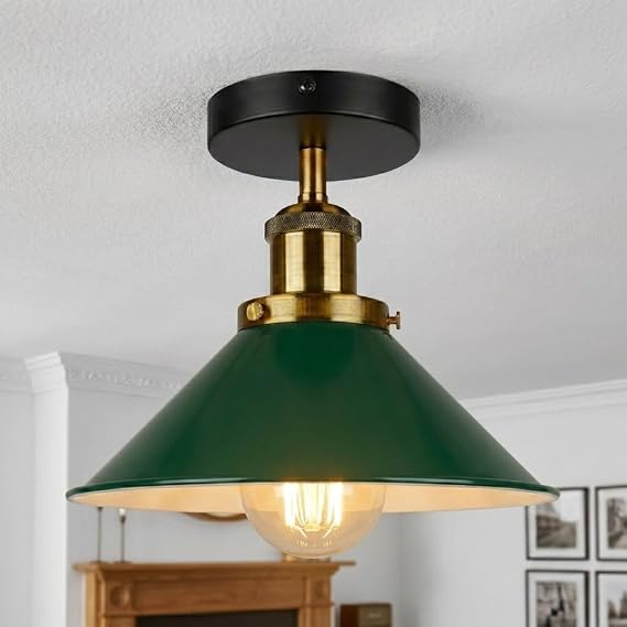 Industrial Semi Flush Ceiling Light – 22cm Cone Shade E27 ~1079