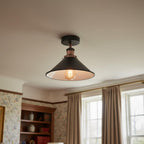 Modern Flush Mount E27 Flush Ceiling Light – Metal Cone Shade ~1218