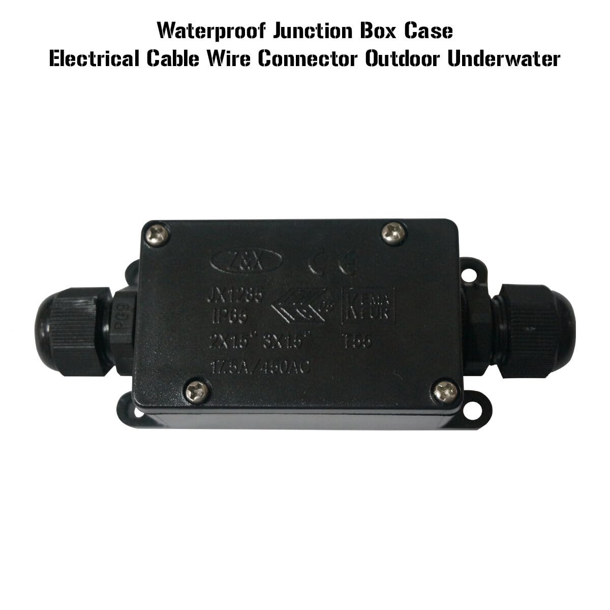 IP65 Waterproof Cable Junction Box – Black Outdoor Electric Connector ~1188