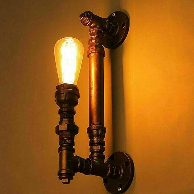 Industrial Steampunk Pipe Wall Lamp | Vintage E27 Sconce ~1031