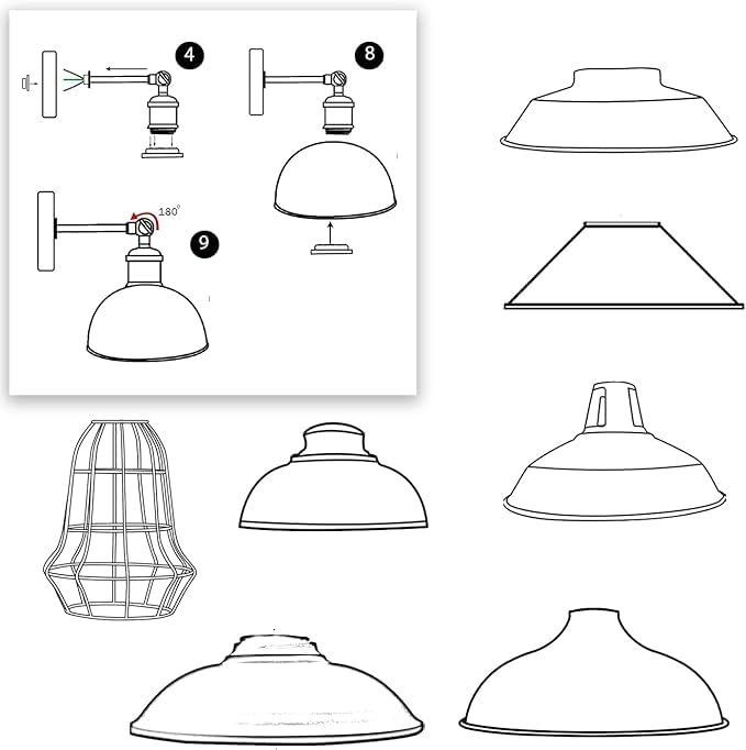 DC VOLTAGE Industrial Curved Metal Wall Sconce Fixture (E27) ~1074