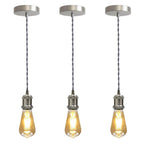 Vintage Brass E27 Pendant Light Fitting – 195cm Twisted Fabric Cable ~1226