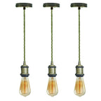 Vintage Brass E27 Pendant Light Fitting – 195cm Twisted Fabric Cable ~1226
