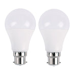 Two white LED light bulbs with bayonet bases b22