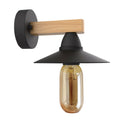 Modern Vintage Wood Arm Wall Sconce – Black Metal E27 ~1075