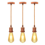 Vintage Brass E27 Pendant Light Fitting – 195cm Twisted Fabric Cable ~1226