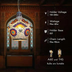 Turkish Moroccan Mosaic Pendant Light Fixture ~1192