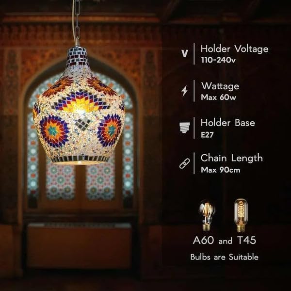Turkish Moroccan Mosaic Pendant Light Fixture ~1192