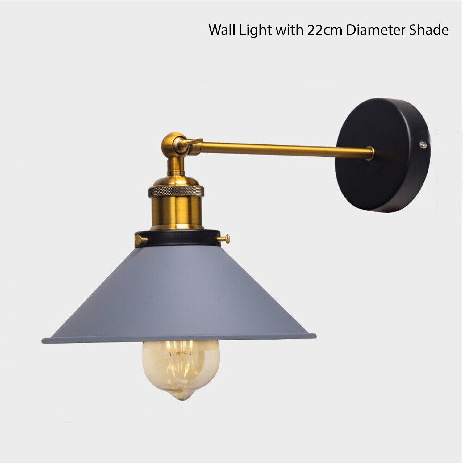 Industrial Metal Wall Sconce – Vintage Cone Shade E27 Fixture ~1070
