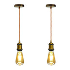 Vintage Brass E27 Pendant Light Fitting – 195cm Twisted Fabric Cable ~1226