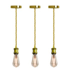 Vintage Brass E27 Pendant Light Fitting – 195cm Twisted Fabric Cable ~1226