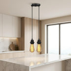 Black 2 Light E27 Industrial Pendant Light Interior Lighting ~1212