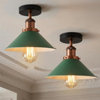 Modern Flush Mount E27 Flush Ceiling Light – Metal Cone Shade ~1218