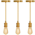 Vintage Brass E27 Pendant Light Fitting – 195cm Twisted Fabric Cable ~1226