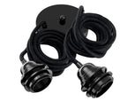 Black 2 Light E27 Industrial Pendant Light Interior Lighting ~1212