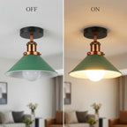 Modern Flush Mount E27 Flush Ceiling Light – Metal Cone Shade ~1218