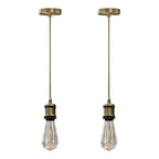 Vintage Brass E27 Pendant Light Fitting – 195cm Twisted Fabric Cable ~1226