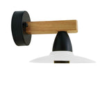 Modern Vintage Wood Arm Wall Sconce – Black Metal E27 ~1075