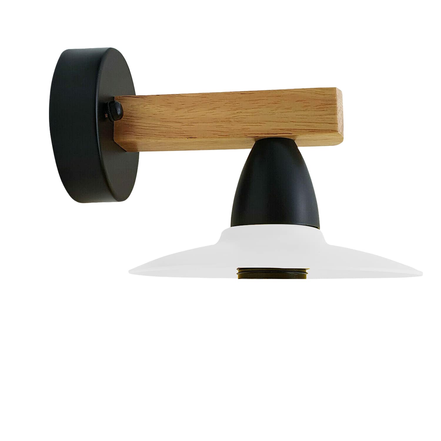 Modern Vintage Wood Arm Wall Sconce – Black Metal E27 ~1075