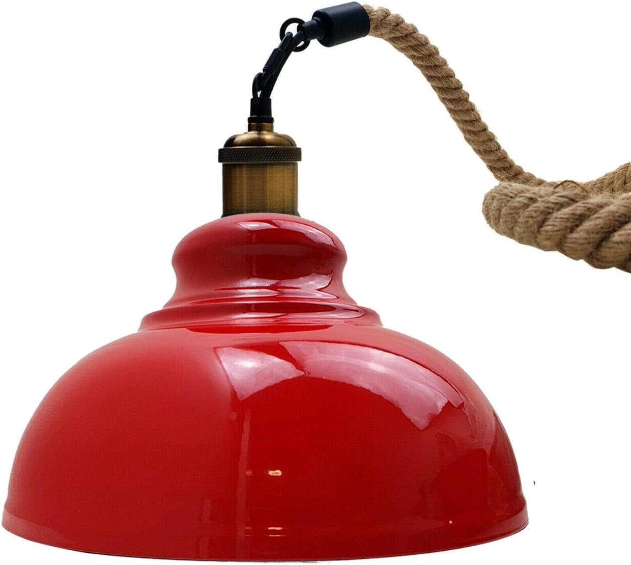 Vintage Hemp Rope Pendant Light | Industrial Metal Hanging Lamp ~1033