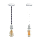 Vintage Brass E27 Pendant Light Fitting – 195cm Twisted Fabric Cable ~1226