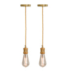 Vintage Brass E27 Pendant Light Fitting – 195cm Twisted Fabric Cable ~1226