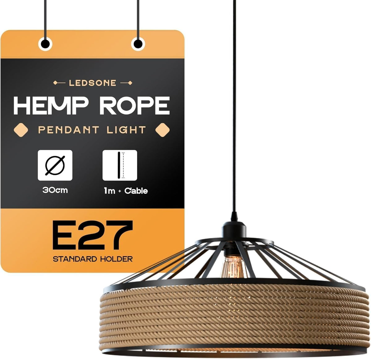Hemp Rope Industrial Pendant Light ~1241