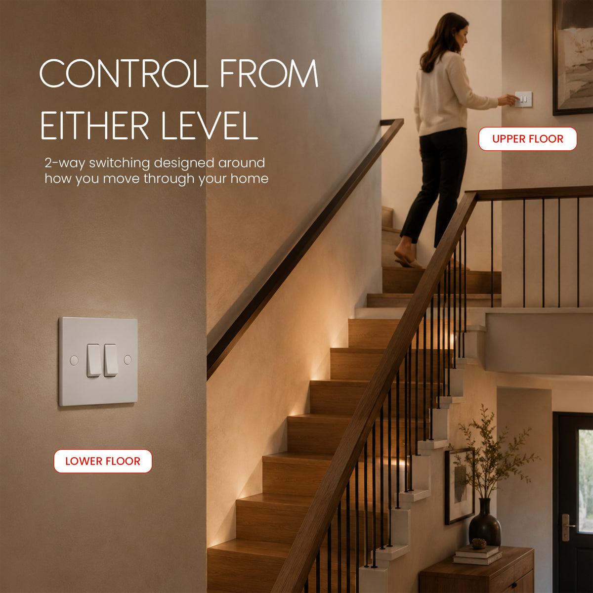 1, 2 & 3 Gang 2 Way White Light Switches – 250V AC