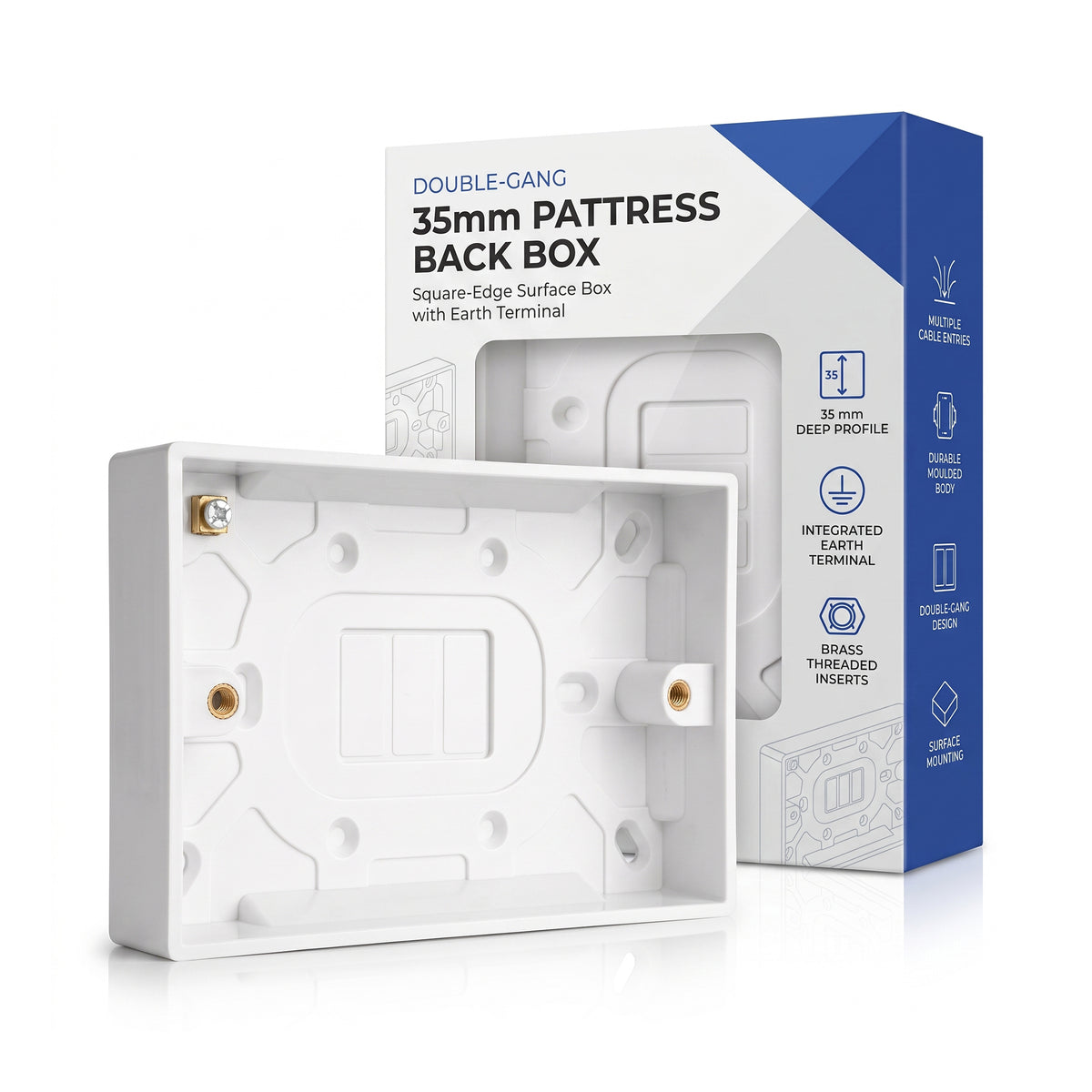 White Surface Mount Pattress Box 16mm ,25mm, 35mm~1254