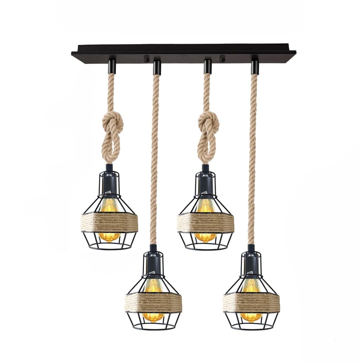 Retro Hemp Rope Ceiling Pendant Light Ceiling Rose With Adjustable ~1214