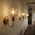Arm Fitting Amber Glass Vintage Wall Sconce Light E27 ~1191