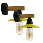 Modern Vintage Wood Arm Wall Sconce – Black Metal E27 ~1075