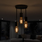 3 Light E27 Semi Flush Ceiling Light – Black Metal ~1224