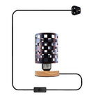 Vintage E27 Table Lamp with Barrel Cage & Wooden Stand